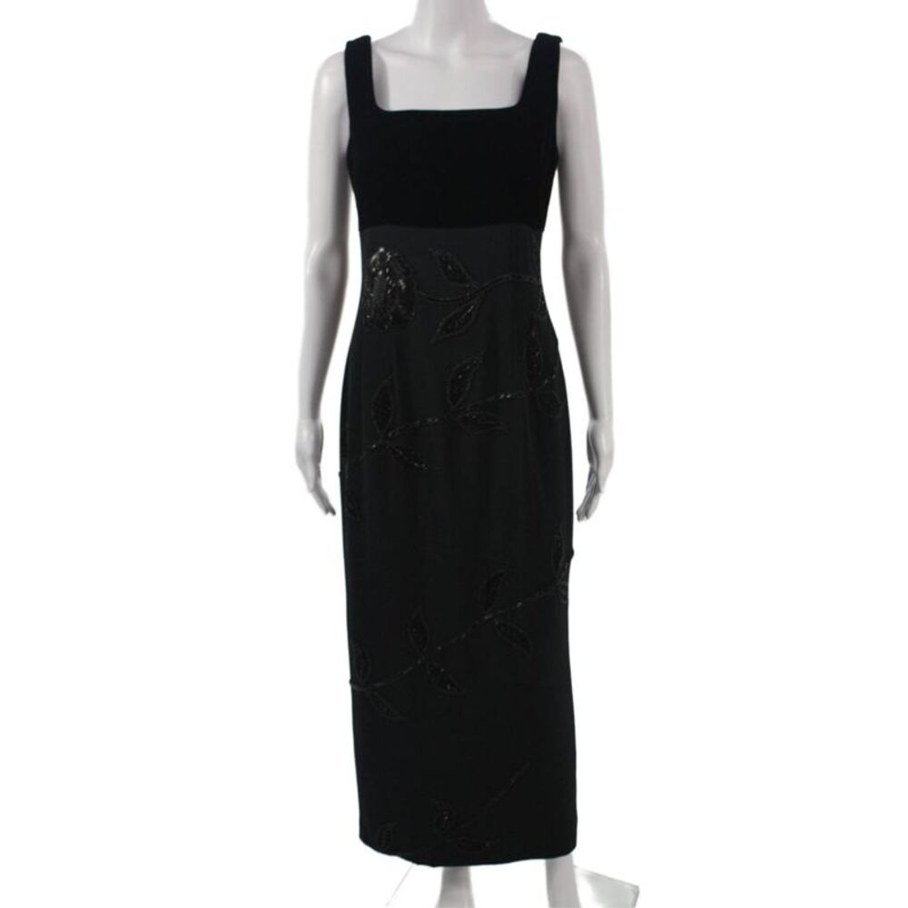 Niteline Della Roufogali Women Black Sleeveless Square Neck Long Dress Size 4